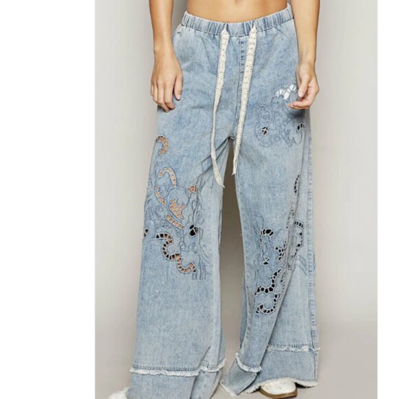 POL Denim - 🖤 POL Vintage Wash Outseam Woven Twill Wide Pants – NWT – Size Medium